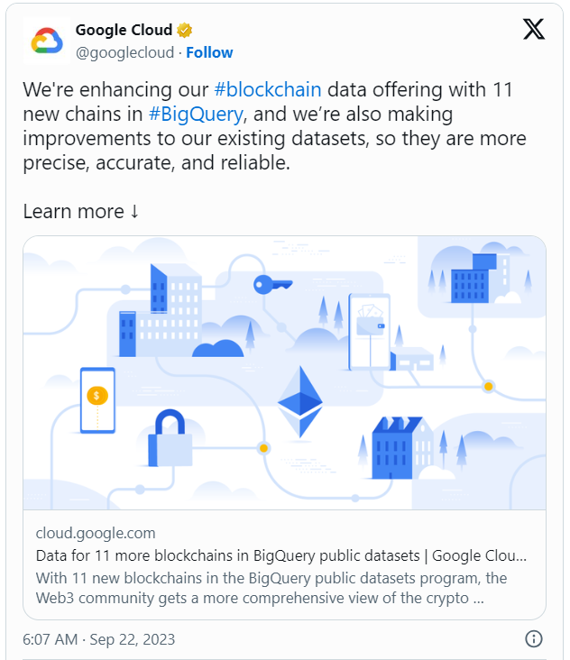 Google Cloud Integrates 11 Blockchains with BigQuery